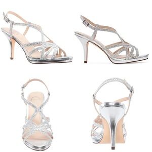 I Miller Vilina Silver Embellished Open Toe Heels